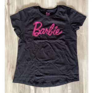 Barbie Logo T-Shirt Black & Pink Short Sleeve Size 14-16 NWOT